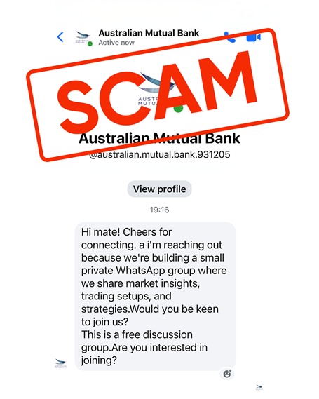 Australian Mutual Bank Impersonation Facebook Profile